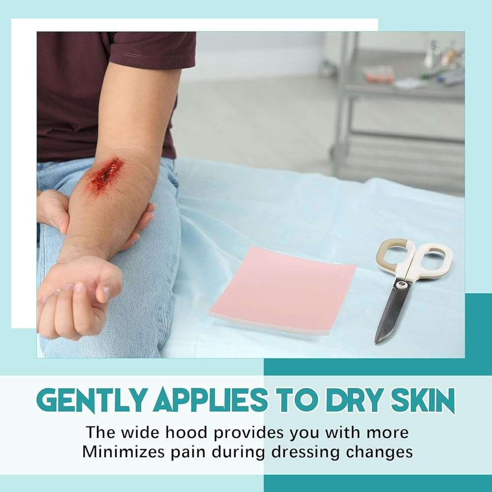 Geiserailie Foam Dressing Roll 4 x 24 Inch Sterile Non-Adhesive Hydrophilic Pads Without Border Polymeric Membrane Wound Dressing for Wound Care - Image 5