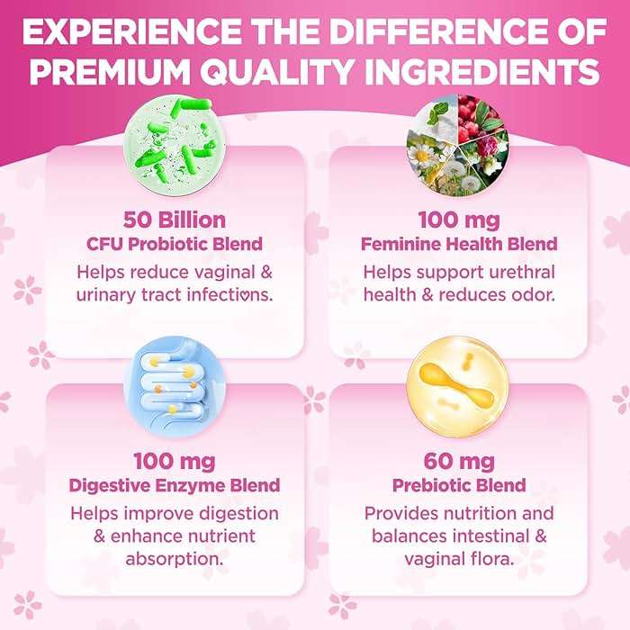 Vaginal Probiotics Gummies for Women Balanced pH, 50 Billion CFUs for Feminine Vaginal odor & Flora, Cranberry, D-Mannose, Vitamin C for Yeast Balance & Immune Health, Sugar Free, Pineapple, 60 Chews - Image 3