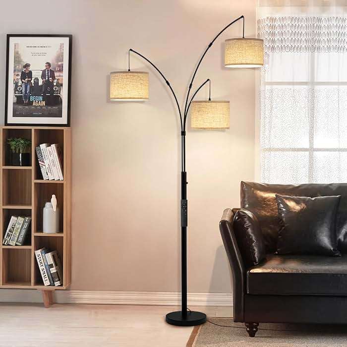 Fansdrick Floor Lamps for Living Room, 2400LM Super Bright Arc Floor Lamp with Remote Control, 3 Light Tall Floor Lamps with Stepless Dimmable, 80" Mid Century Tree Floor Lamp for Bedroom, Office - Image 2