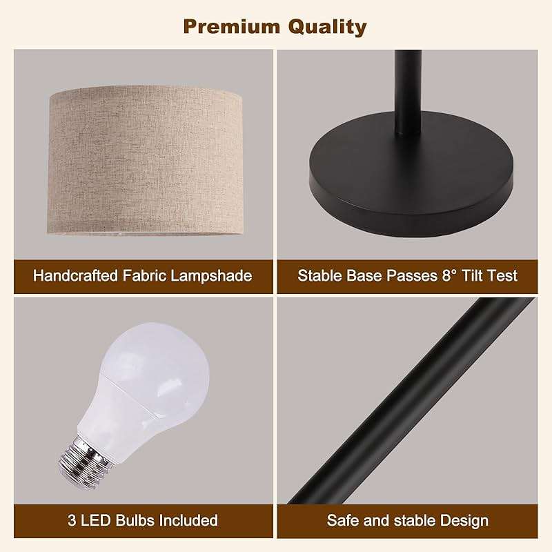 Fansdrick Floor Lamps for Living Room, 2400LM Super Bright Arc Floor Lamp with Remote Control, 3 Light Tall Floor Lamps with Stepless Dimmable, 80" Mid Century Tree Floor Lamp for Bedroom, Office - Image 8