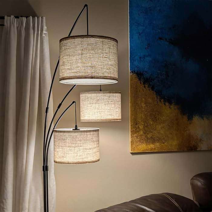 Fansdrick Floor Lamps for Living Room, 2400LM Super Bright Arc Floor Lamp with Remote Control, 3 Light Tall Floor Lamps with Stepless Dimmable, 80" Mid Century Tree Floor Lamp for Bedroom, Office - Image 9