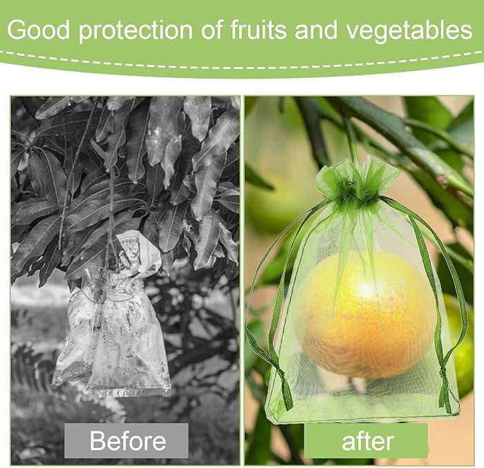 100 Pieces Green Fruit Protection Bags Fruit Protection Bags Fruit Netting Bags with Drawstring for Protecting Vegetable Net Cover Reusable Mesh Bag for Garden Apple Trees(15 * 20cm) - Image 5