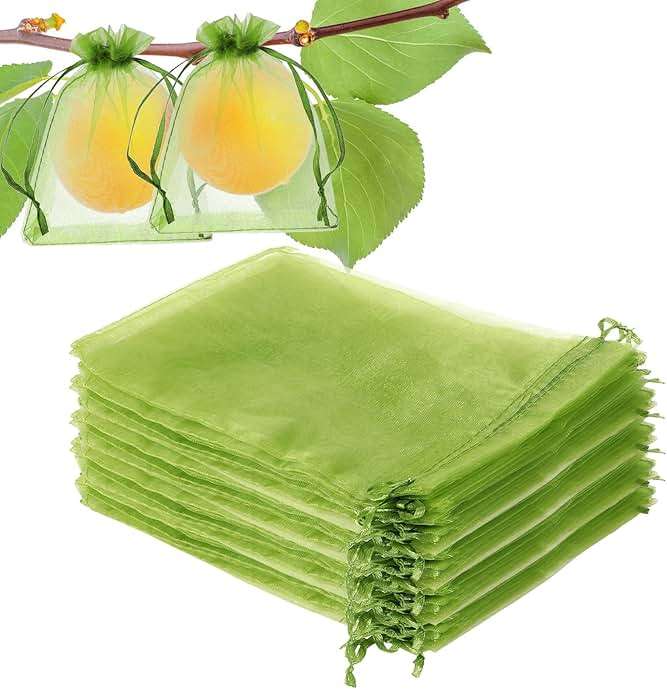 100 Pieces Green Fruit Protection Bags Fruit Protection Bags Fruit Netting Bags with Drawstring for Protecting Vegetable Net Cover Reusable Mesh Bag for Garden Apple Trees(15 * 20cm) - Image 8