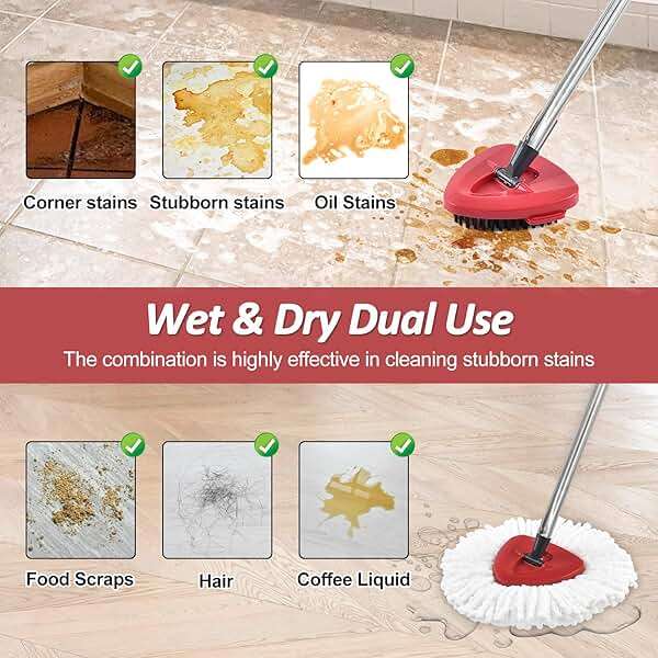 Mop Heads Replacements for Ocedar, Mop Replace Heads for O Cedar, Spin Mops Replacement Head for O-Cedar Easywring 1-Tank System, Includes Microfiber Refills, Scrub Brush, Pedal Bearing Replacement - Image 4