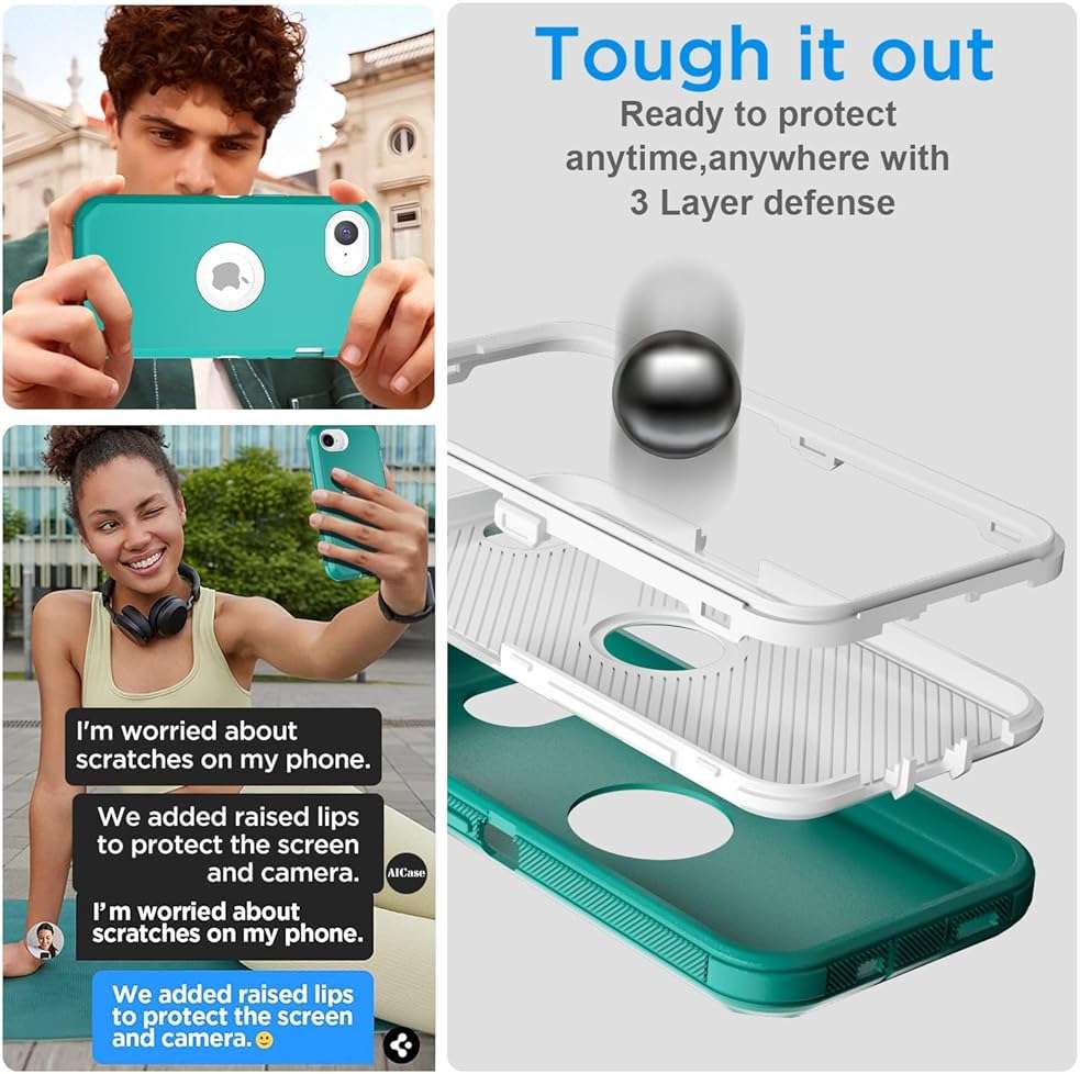 AICase for iPhone 17e/iPhone 16e Case 2026,Heavy Duty Drop Protection Full Body Rugged Shockproof/Drop Proof/Dust Proof Military Protective Tough Durable Cell Phone Cover for iPhone 17e/16e 6.1_5 - Image 4
