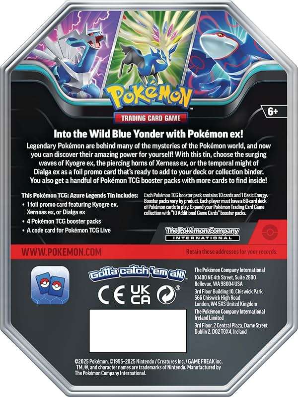 Pokémon TCG: Azure Legends Tin – Dialga ex (4 Booster Packs & 1 Foil Promo Card) - Image 2