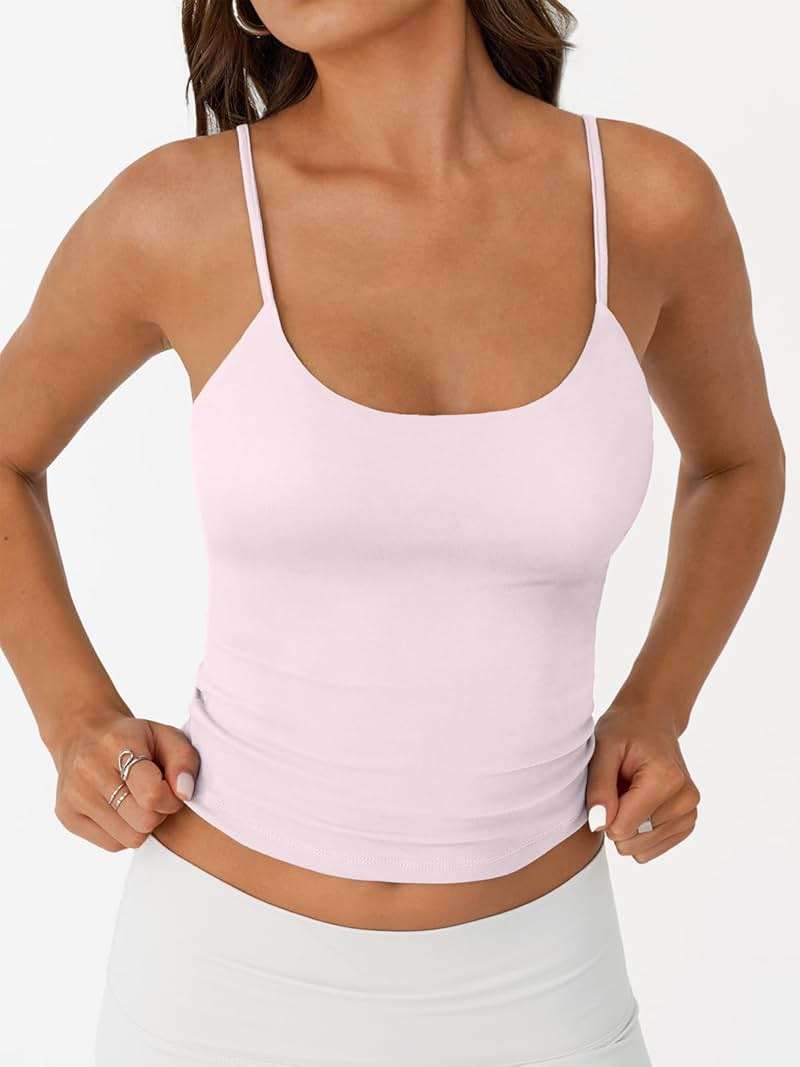 Trendy Queen Womens Summer Double Lined Adjustable Spaghetti Strap Tank Top - Image 2