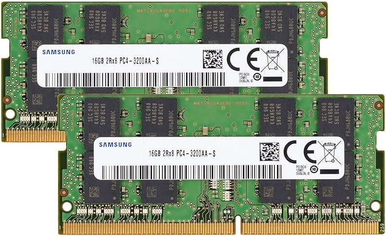 Samsung 32GB (2x16GB) DDR4 3200MHz PC4-25600 (PC4-3200AA) CL22 SODIMM 2Rx8 Dual Rank 1.2V 260-Pin Laptop, Notebook RAM Memory - Image 1