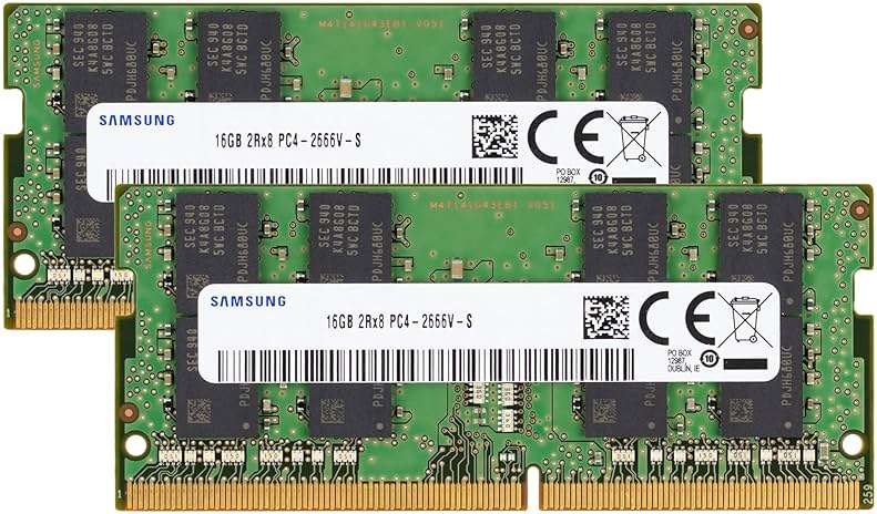 Samsung 32GB (2x16GB) DDR4 2666MHz PC4-21300 (PC4-2666V) CL19 SODIMM 2Rx8 Dual Rank 1.2V 260-Pin Laptop, Notebook RAM Memory - Image 1