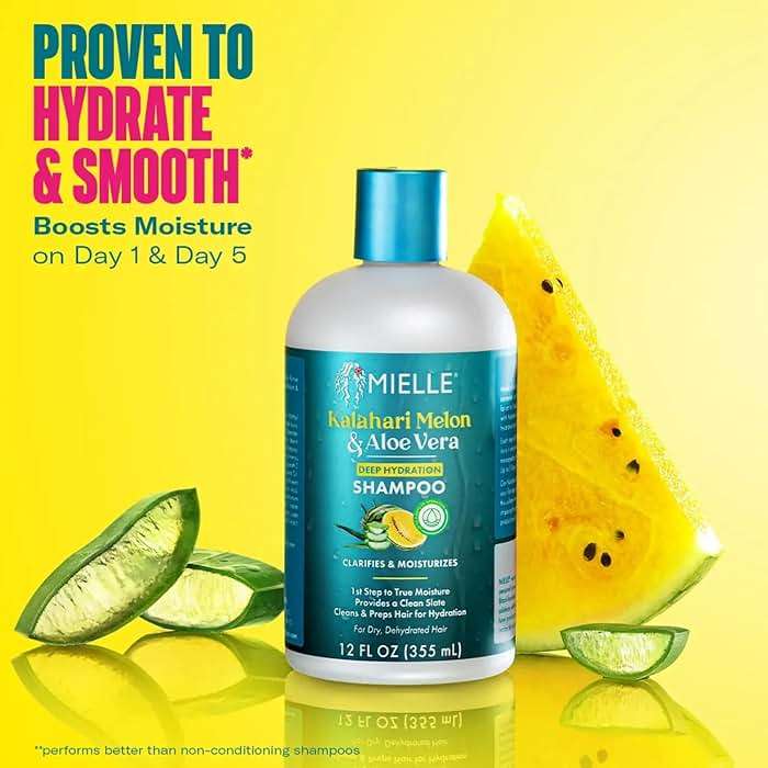 Mielle Organics Kalahari Melon & Aloe Deep Sulfate Free Shampoo - Hydrating & Clarifying Shampoo for Dry, Curly, and Textured Hair - Removes Buildup & Delivers 5 Days of Moisture, 12 Ounce - Image 6
