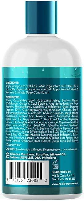 Mielle Organics Kalahari Melon & Aloe Deep Sulfate Free Shampoo - Hydrating & Clarifying Shampoo for Dry, Curly, and Textured Hair - Removes Buildup & Delivers 5 Days of Moisture, 12 Ounce - Image 8