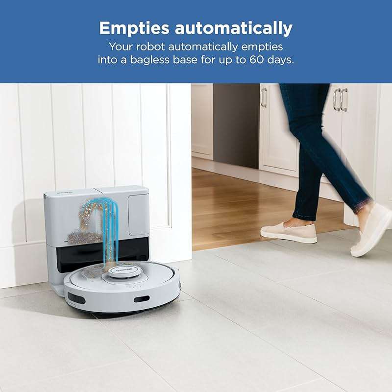 Shark IQ Robot Vacuum with Bagless Self-Empty 60 Day Capacity Base, Multi-Surface Cleaning, Powerful Suction, Pet Hair Pickup, for Carpets & Hardfloors, Home Mapping, White, RV2302AE - Image 3