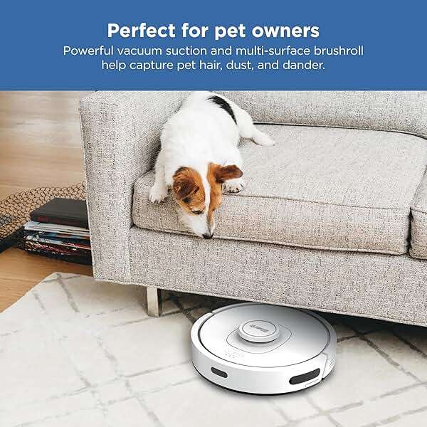 Shark IQ Robot Vacuum with Bagless Self-Empty 60 Day Capacity Base, Multi-Surface Cleaning, Powerful Suction, Pet Hair Pickup, for Carpets & Hardfloors, Home Mapping, White, RV2302AE - Image 4