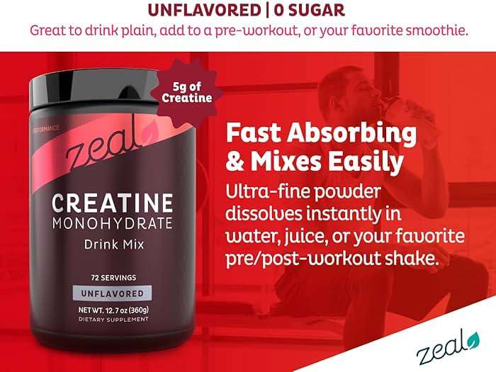 Zeal Micronized Creatine Monohydrate Powder | Pure Unflavored Creatine | 5g per Serving, 72 Servings | Supports Muscle Growth, Strength & Recovery | Creatina Monohidratada en Polvo - Image 7