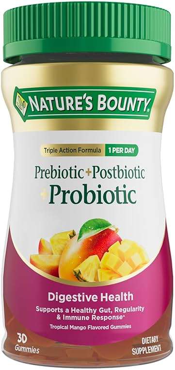 Nature’s Bounty Pre + Pro + Postbiotic Gummies for Digestive Health, Immune Support - Probiotic Gummies for Gut Health, Tropical Mango Flavor, 30 Ct - Image 1