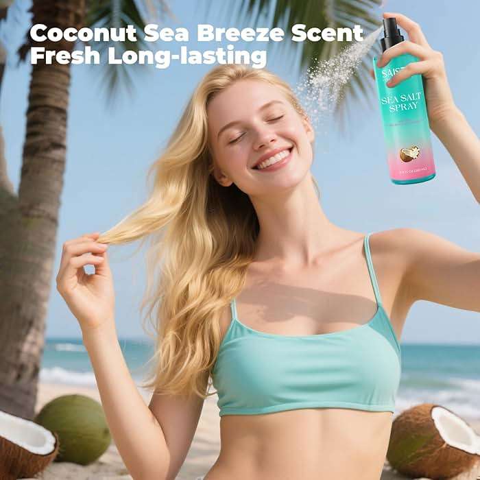 SAISZE Sea Salt Spray for Women, Travel Essentials, Beach Vacation Essentials, Textured Beach Waves & Volume for Curly Hair, Coconut Surf Spray, Gifts for Teen Girls, 8.8 oz - Image 5