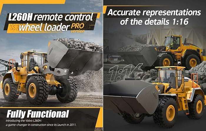 WANZRXX 1/16 RC Loader for Adult L260H Remote Control Wheel Loader Metal Shovel & Boom 4WD 2.4G Fully Functional Heavy Duty Construction Vehicle Light Sound Dozer Front Bulldozer Engineering Truck - Image 2