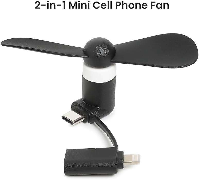 Aeergured Mini Cell Phone Fan 12 Pack, 2-in-1 Fan Compatible for iPhone, iPad, Android Smartphone,Tablet Fit for Type C/Lightning Port Colorful and Powerful Cell Phone Summer Accessories - Image 3