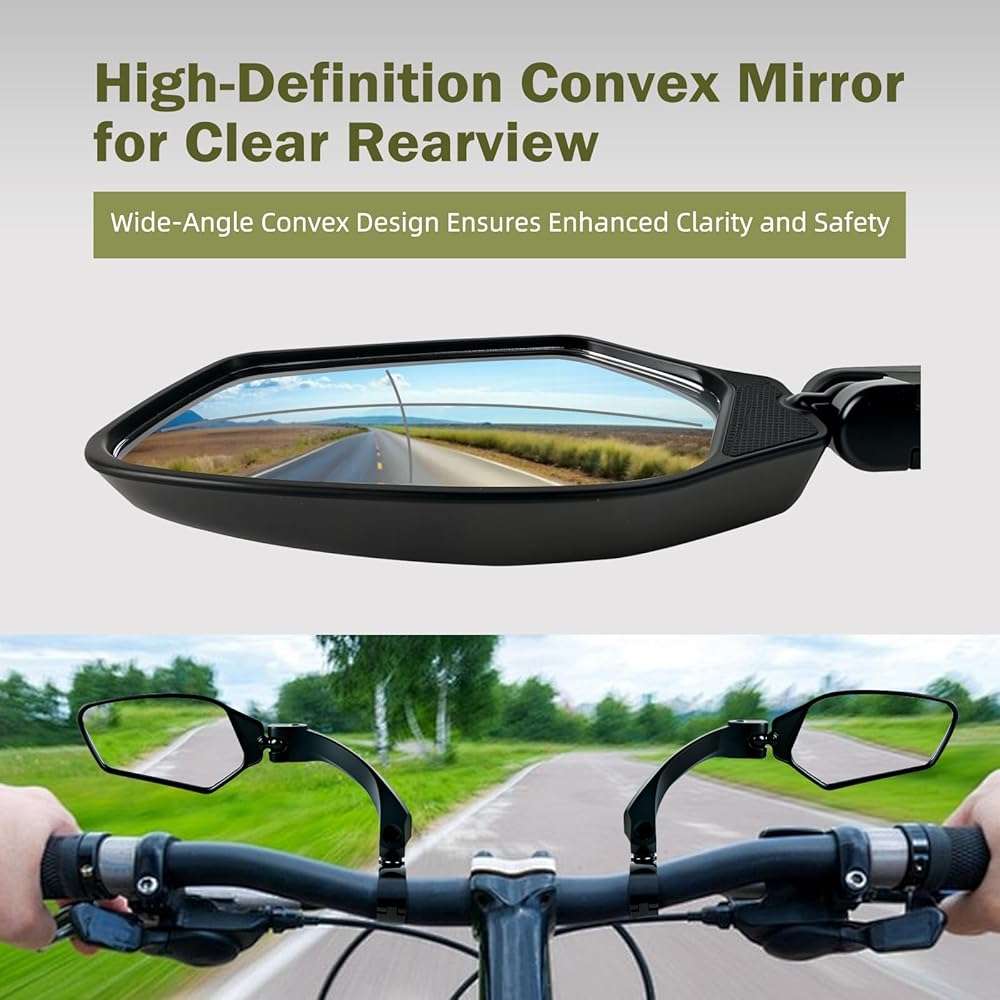 TXZSXS Adjustable Handlebar Bike Mirrors, Left & Right Bicycle Mirror Set,Universal Bike Mirrors,HD Shatterproof Mirror, 360° Rotatable, Compatible with MTB, E-bikes, Bicycle,Scooter(1 Pair) - Image 4
