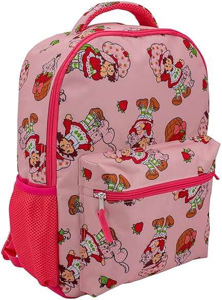 AI ACCESSORY INNOVATIONS Strawberry Shortcake 16” Backpack With Front Pocket for Girls, Allover Print Bookbag featuring Strawberry & Custard, Pink - Image 3