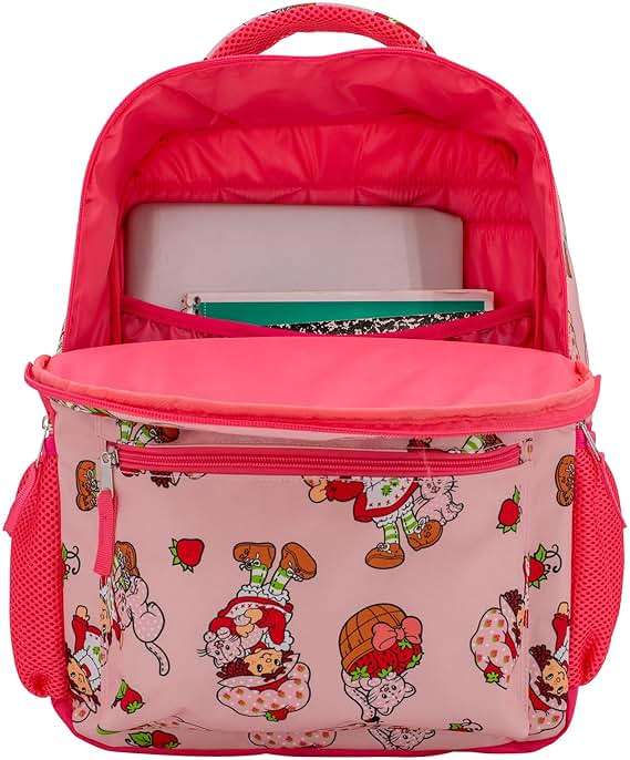 AI ACCESSORY INNOVATIONS Strawberry Shortcake 16” Backpack With Front Pocket for Girls, Allover Print Bookbag featuring Strawberry & Custard, Pink - Image 6