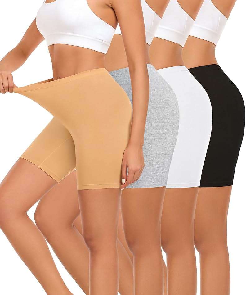 Okimay 4 Pack Cotton Boy Shorts Underwear for Women Anti Chafing Shorts for Under Dresses Soft Boxers Panties - Image 1