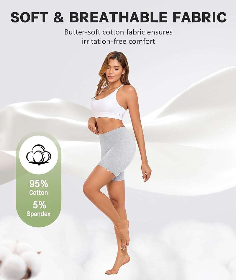Okimay 4 Pack Cotton Boy Shorts Underwear for Women Anti Chafing Shorts for Under Dresses Soft Boxers Panties - Image 4