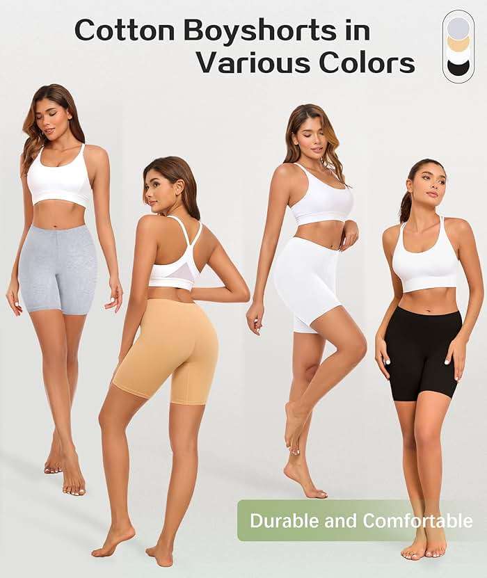 Okimay 4 Pack Cotton Boy Shorts Underwear for Women Anti Chafing Shorts for Under Dresses Soft Boxers Panties - Image 5