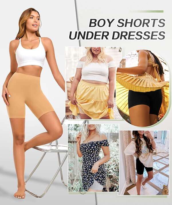 Okimay 4 Pack Cotton Boy Shorts Underwear for Women Anti Chafing Shorts for Under Dresses Soft Boxers Panties - Image 6