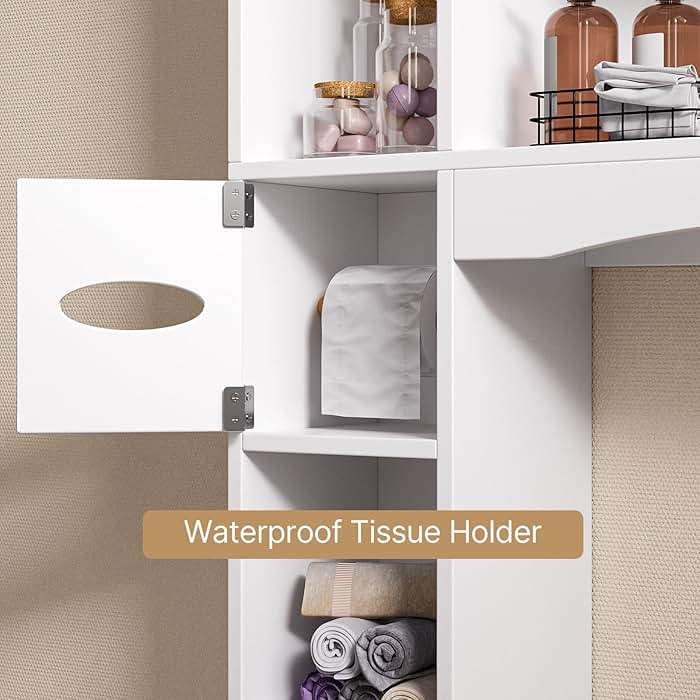 Gizoon 66''H Over The Toilet Storage Cabinet, Over Toilet Storage Cabinet White, Over Toilet Bathroom Organizer, with 2 Doors, Adjustable Shelf, for Bathroom, Laundry, White - Image 4