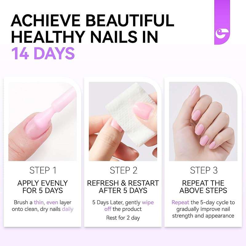 Nail Strengthener Protein for Damaged Nails: Pink 6 in 1 Natural Nail Hardener Extra Strong and Growth - Long Lasting Repair for Damaged Nails - Growth Oil for Salon Home Daily Work - Image 2
