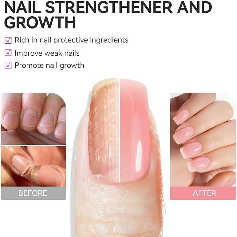 Nail Strengthener Protein for Damaged Nails: Pink 6 in 1 Natural Nail Hardener Extra Strong and Growth - Long Lasting Repair for Damaged Nails - Growth Oil for Salon Home Daily Work - Image 3