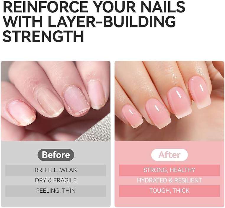 Nail Strengthener Protein for Damaged Nails: Pink 6 in 1 Natural Nail Hardener Extra Strong and Growth - Long Lasting Repair for Damaged Nails - Growth Oil for Salon Home Daily Work - Image 8