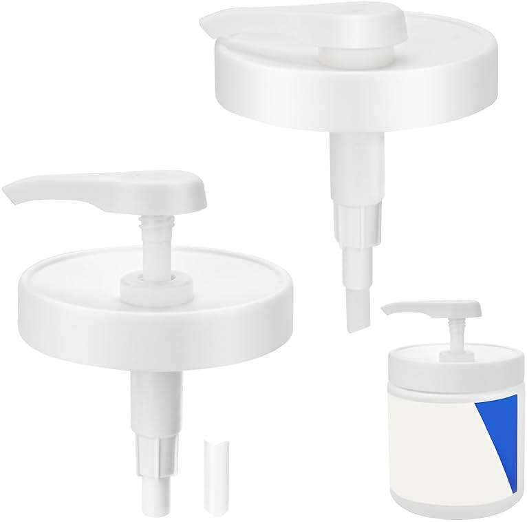 Pump Lid for CeraVe Moisturizing Cream 19oz (2Pcs) Universal Pump for 3.3inch Diameter Mouth, Cream Pump Dispenser Fits for CeraVe 16oz Jars When Cut Tube Short - Image 1
