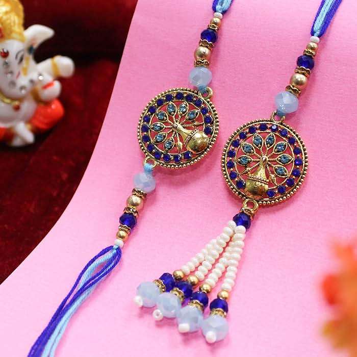TIED RIBBONS Rakhi for Brother and Bhabhi | Bhiaya Bhabhi Rakhi Gift Set | Roli Tikka - Bhai Bhabhi Rakhi Set | Lumba Rakhi for Bhabhi - Image 3