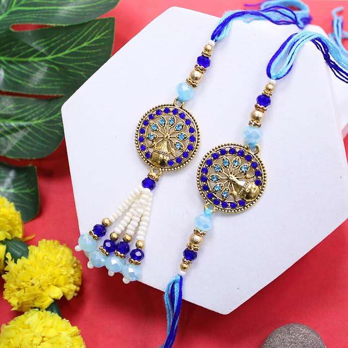 TIED RIBBONS Rakhi for Brother and Bhabhi | Bhiaya Bhabhi Rakhi Gift Set | Roli Tikka - Bhai Bhabhi Rakhi Set | Lumba Rakhi for Bhabhi - Image 4