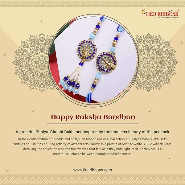 TIED RIBBONS Rakhi for Brother and Bhabhi | Bhiaya Bhabhi Rakhi Gift Set | Roli Tikka - Bhai Bhabhi Rakhi Set | Lumba Rakhi for Bhabhi - Image 7