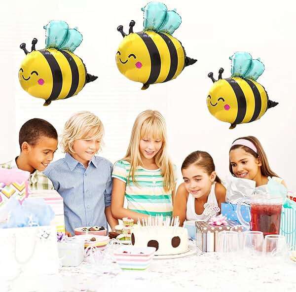 6PCS Bee Balloon 31 Inch,Cute Smile Face Bee Balloons Yellow and Black Bee Foil Mylar Balloons,Lovely Woodland Honeybee Balloons for Baby Shower Bee Themed Party Birthday Decoration Supplies - Image 2