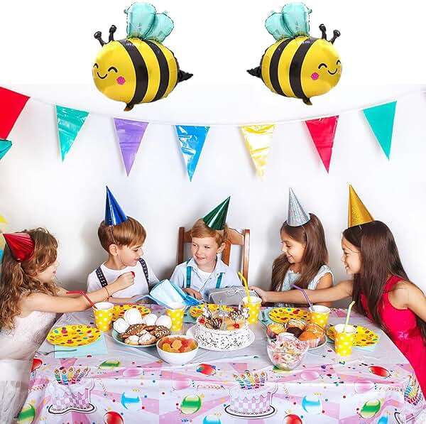 6PCS Bee Balloon 31 Inch,Cute Smile Face Bee Balloons Yellow and Black Bee Foil Mylar Balloons,Lovely Woodland Honeybee Balloons for Baby Shower Bee Themed Party Birthday Decoration Supplies - Image 5