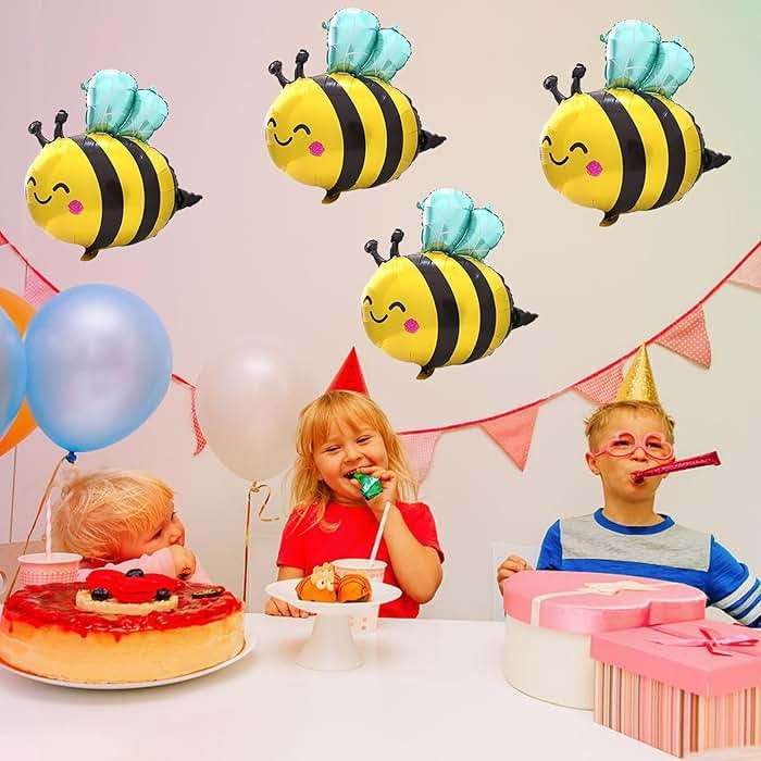 6PCS Bee Balloon 31 Inch,Cute Smile Face Bee Balloons Yellow and Black Bee Foil Mylar Balloons,Lovely Woodland Honeybee Balloons for Baby Shower Bee Themed Party Birthday Decoration Supplies - Image 6