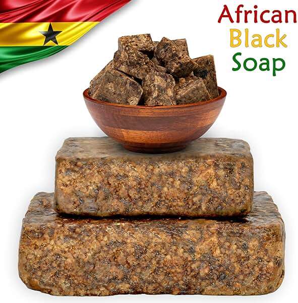 Plant Guru Raw African Black Soap 5 oz. Bar - Pure & Natural Traditional Skincare for Face, Body & Hair | Handmade Cleanser for All Skin Types. Imported From Ghana. - Image 2