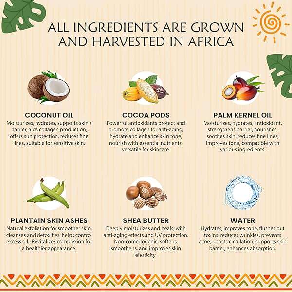 Plant Guru Raw African Black Soap 5 oz. Bar - Pure & Natural Traditional Skincare for Face, Body & Hair | Handmade Cleanser for All Skin Types. Imported From Ghana. - Image 4