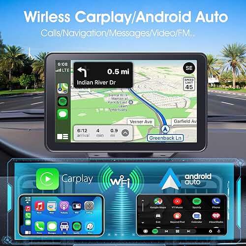 Portable Wireless Carplay Car Stereo 7" with Apple CarPlay/ Android Auto - Image 2