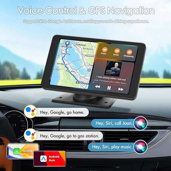 Portable Wireless Carplay Car Stereo 7" with Apple CarPlay/ Android Auto - Image 3