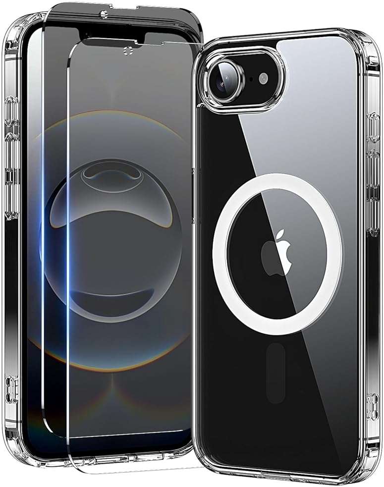 toushion 3 in 1 for iPhone 16E Case Clear/iPhone 17E Case, Not Yellowing, Screen Protector*2, Military-Grade Protection for iPhone 16e & 17e Case 6.1 inch Clear - Image 1