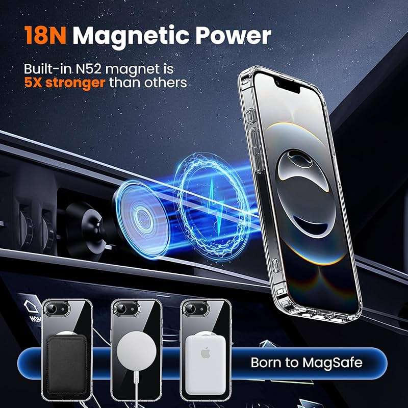 toushion 3 in 1 for iPhone 16E Case Clear/iPhone 17E Case, Not Yellowing, Screen Protector*2, Military-Grade Protection for iPhone 16e & 17e Case 6.1 inch Clear - Image 5