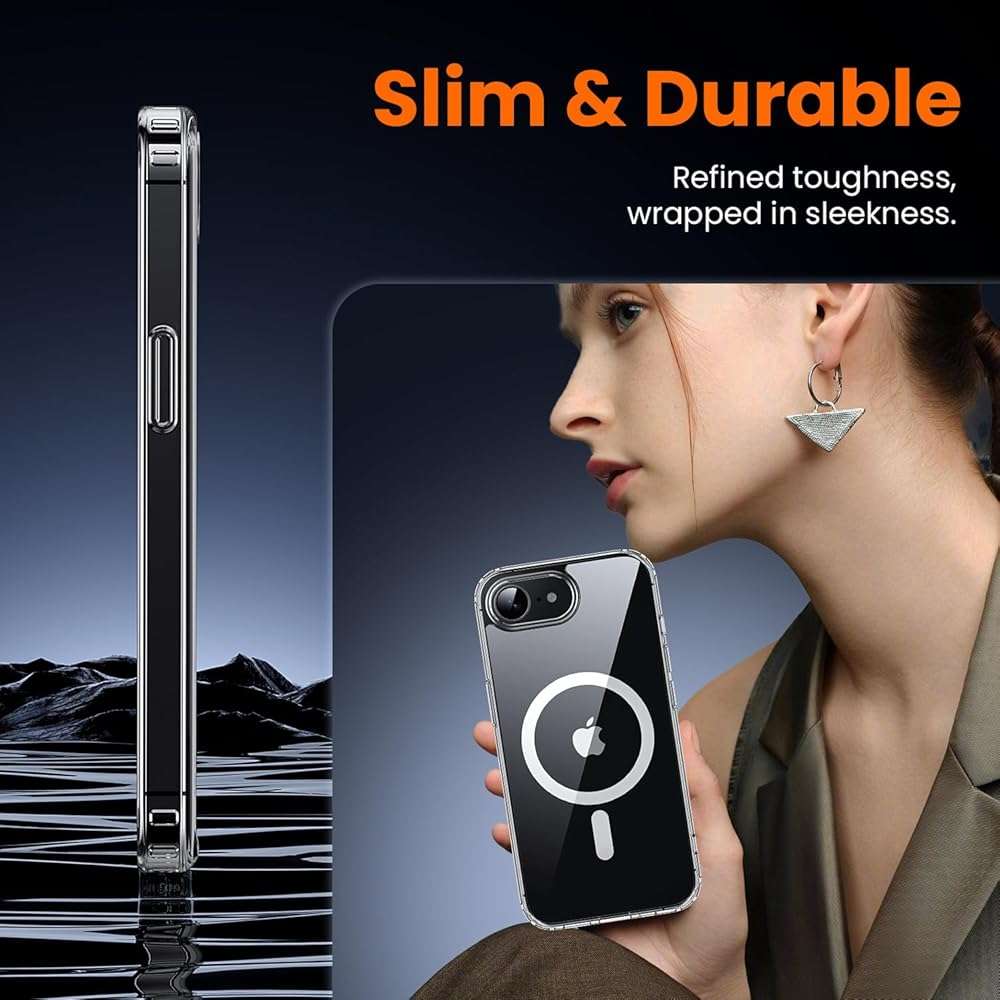 toushion 3 in 1 for iPhone 16E Case Clear/iPhone 17E Case, Not Yellowing, Screen Protector*2, Military-Grade Protection for iPhone 16e & 17e Case 6.1 inch Clear - Image 6