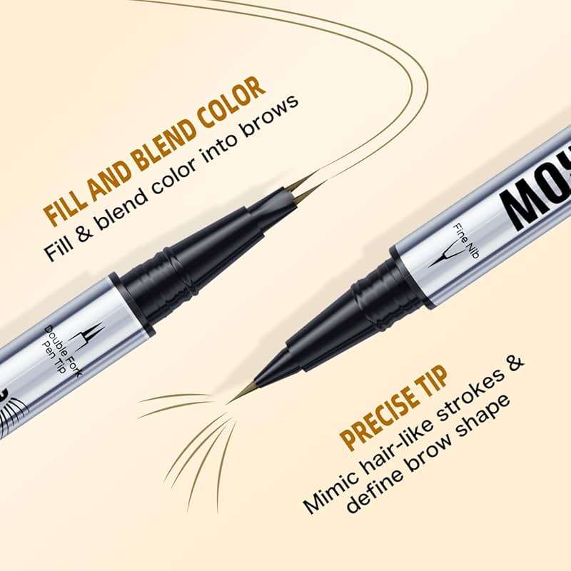 W3W Microblading Eyebrow Pen - Microblade Eyebrow Pencils for women, 2-in-1 Dual-Ended Waterproof Eye Brow Pencils with 2 tip and Precise tip for Natural Hair-Like Brows, Last All-Day, Black - Image 2