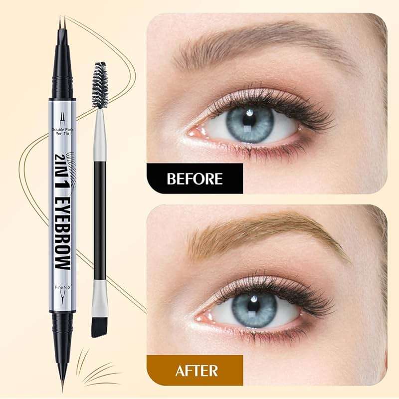 W3W Microblading Eyebrow Pen - Microblade Eyebrow Pencils for women, 2-in-1 Dual-Ended Waterproof Eye Brow Pencils with 2 tip and Precise tip for Natural Hair-Like Brows, Last All-Day, Black - Image 3