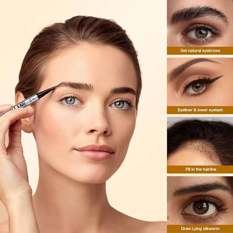 W3W Microblading Eyebrow Pen - Microblade Eyebrow Pencils for women, 2-in-1 Dual-Ended Waterproof Eye Brow Pencils with 2 tip and Precise tip for Natural Hair-Like Brows, Last All-Day, Black - Image 5